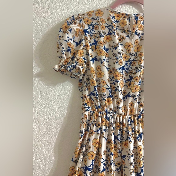 Shein White dress with yellow/orange flowers and blue designs - Picture 5 of 7